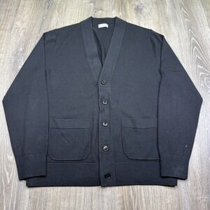 Dries Van Noten Mens Black Merino Wool Soft V-Neck Cardigan Sweater Size L